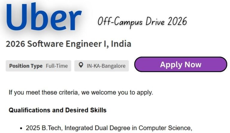 Uber Off-campus Drive 2026 hiring Software Engineer | BE/B-Tech ...