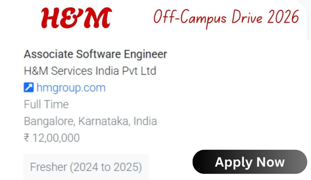 H&M Off-campus Drive 2026 hiring Associate Software Engineer