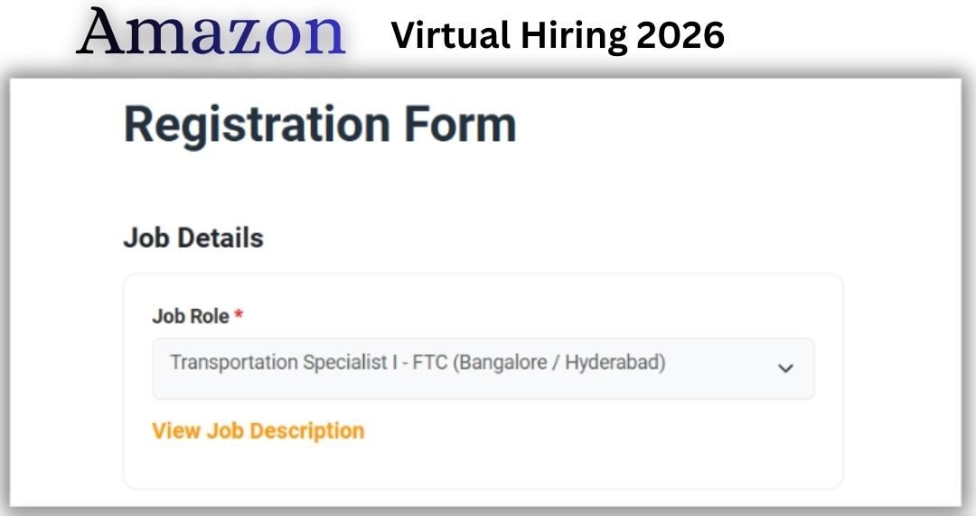 Amazon Virtual Hiring Drive 2026 For Freshers As Transportation Specialist | Latest Openings